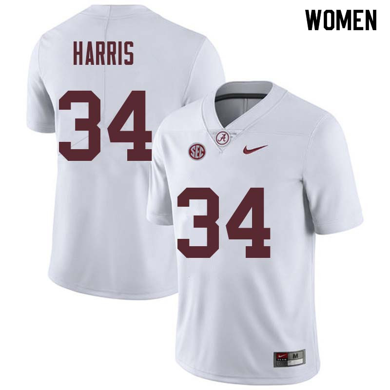 Alabama Crimson Tide Women's Damien Harris #34 White NCAA Nike Authentic Stitched College Football Jersey ZT16W71IZ